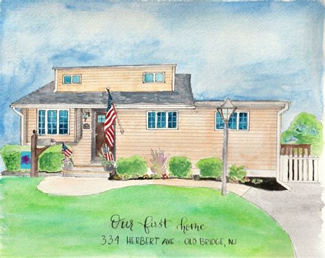 Custom Watercolor House Portrait First Home Gift For Etsy