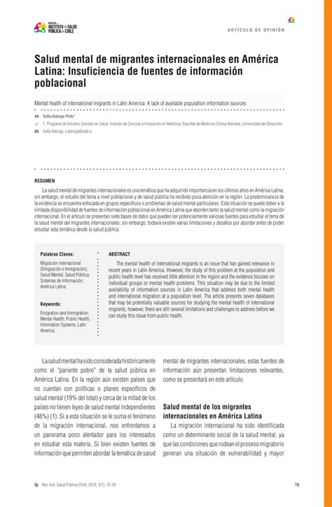 Pdf Salud Mental De Migrantes Internacionales En Am Rica Latina