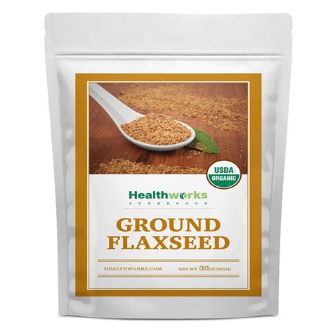 Healthworks Flax Seed Ground Powder Cold Milled Raw Organic 32 Ounces