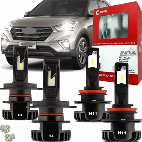 Lampada Led Plus Hyundai Creta Pcd Farol Alto Baixo E Milha