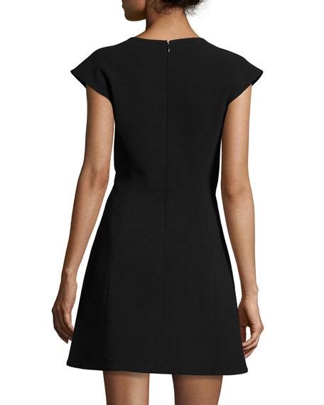 Halston Heritage Cap Sleeve Cropped Top Dress W Turn Lock