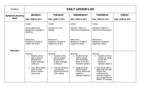 Daily Lesson Log Template Excel Sample Excel Templates