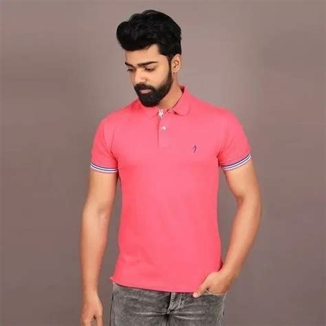 Half Sleeve Plain Men Collar T Shirts Casual Wear Size Medium At