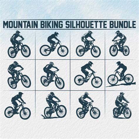 Mountain Bike Silhouette Bundle Man Cyclist Mountain Biker Silhouette