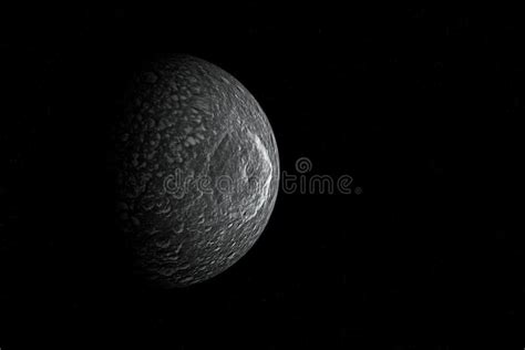 Mimas, the Moon of Saturn - Solar System Stock Illustration ...