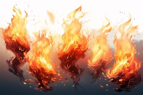 Premium Vector Hand Drawn Fire Illustration On Gray Background For