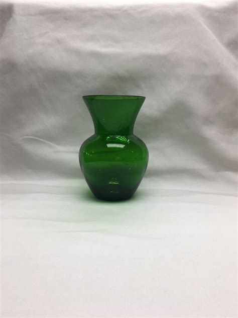 7 Vintage Deep Forest Emerald Green Glass Urn Vase Large Etsy