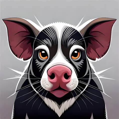 Premium AI Image A Drawing Of A Pig With A Pink Nose And A Black Nose