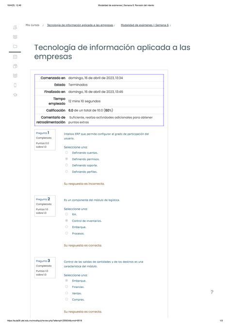 Modalidad De Ex Menes Semana Revisi N Del Intento Studocu