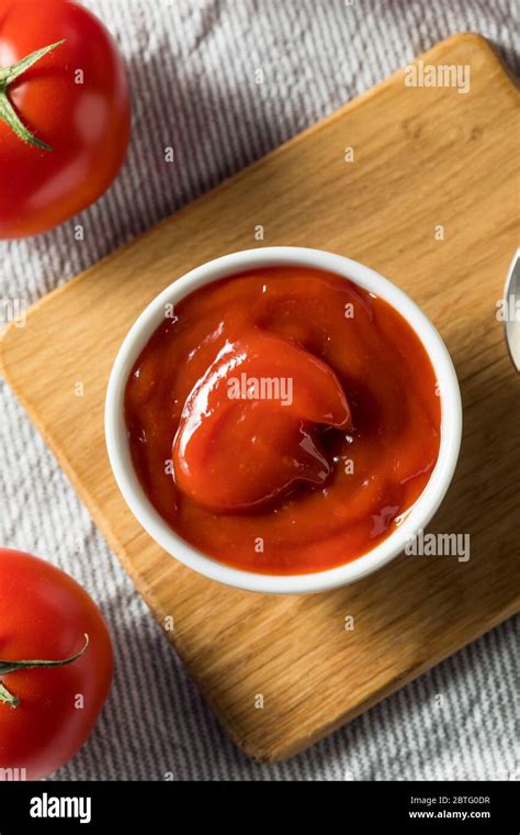 Sweet Organic Red Tomato Ketchup In A Bowl Stock Photo Alamy