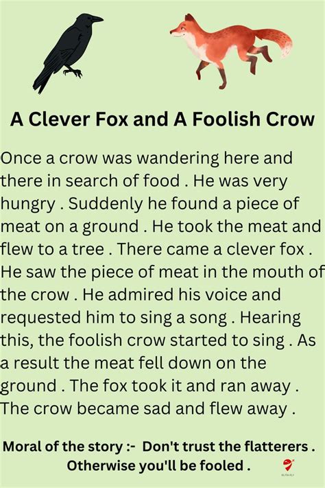 A Clever Fox And A Foolish Crow English Short Story With Moral