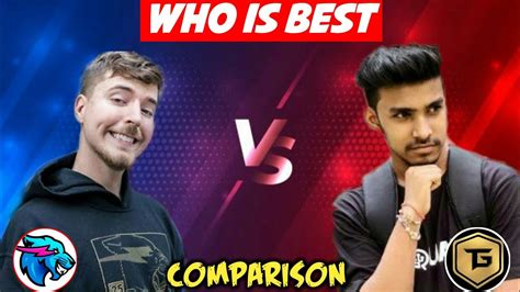 Techno Gamrez Vs Mr Beast Gaming Comparison By Hydra Aj Gamer Youtube