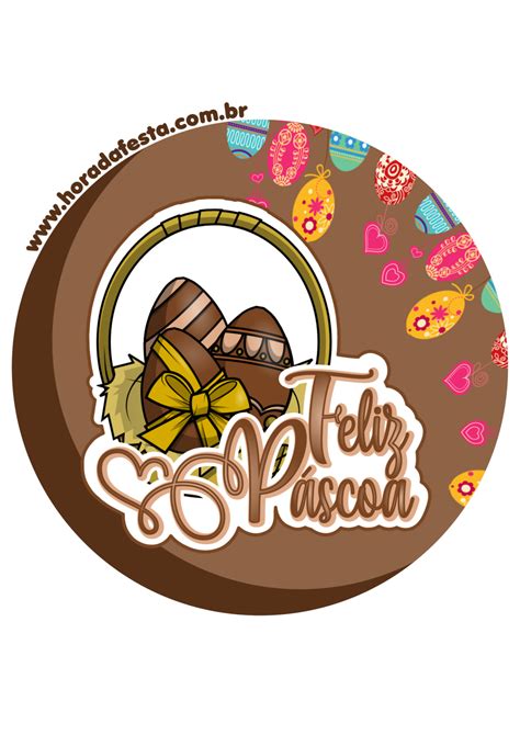 feliz pascoa adesivo redondo  decoracao de festa fundo transparente png