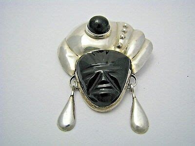 EBay ARTISAN STERLING SILVER PIN BROOCH CARVED ONYX Blackamoor