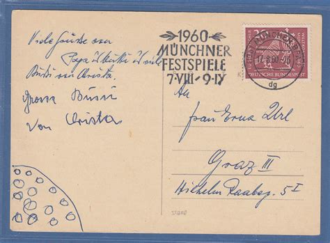 Bund 1960 Mi Nr 331 auf Ausl Postkarte von München n Graz