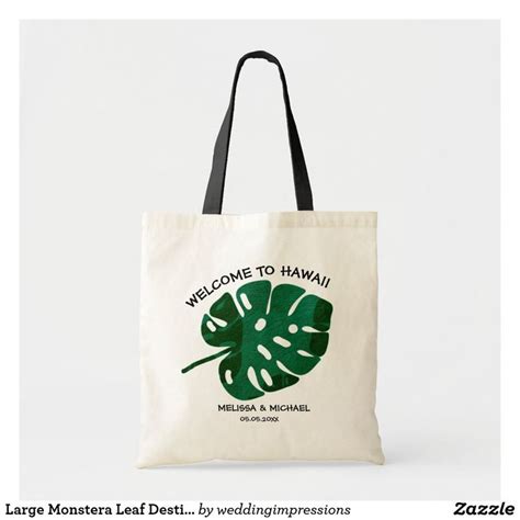 Large Monstera Leaf Destination Wedding Welcome Tote Bag Zazzle