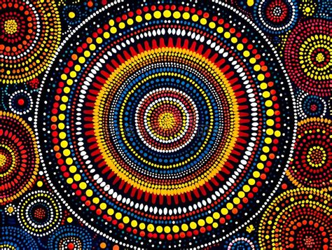 Vibrant Aboriginal Dot Painting Design with Concentric Circular ...