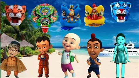 Seru Keluarga Upin Ipin Adit Sopo Jarwo Bermain Kepala Barongan Youtube