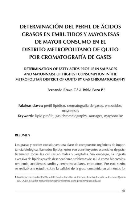 Determinacion Del Perfil De Acidos Grasos En Embutidos Y Mayonesas De