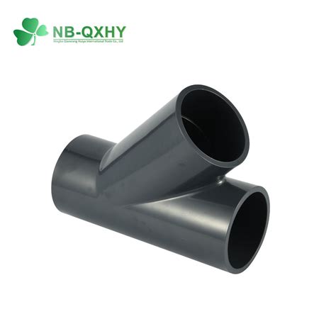 DIN Standard Dark Gray Pn16 PVC Pipe Fittings 110mm Y Type Tee For