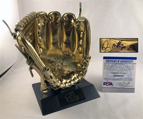 New York Yankees Don Mattingly Signed Gold Glove Trophy PSA DNA 1