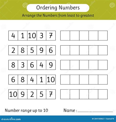 Ordering Numbers Worksheet Arrange The Numbers From Least To Greatest