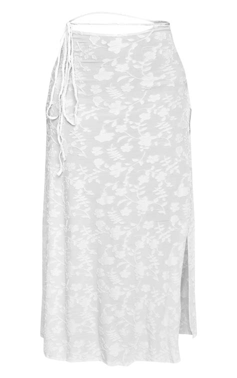 Plus White Textured Split Leg Maxi Skirt Plus Size Prettylittlething