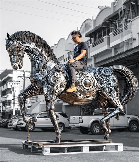 Horse Life Size Scrap Metal Sculpture Upcycle Metal Artwork Metal