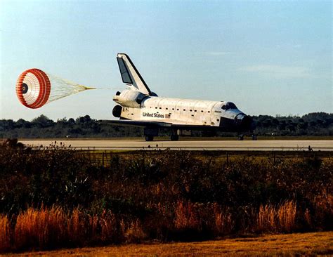 With Its Drag Chute Deployed The Space Shuttle Orbiter Atlantis