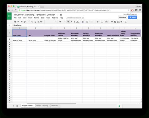 Influencer Marketing Spreadsheet Regarding 15 New Social Media