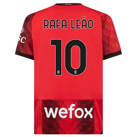 Uomo Maglia Rafael Leao 10 Rosso Nero Kit Gara Home 2023 24 Maglietta