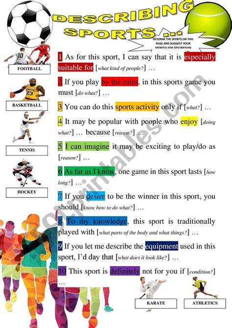 Describing Sports [a Clil Class] Esl Worksheet By Niksailor