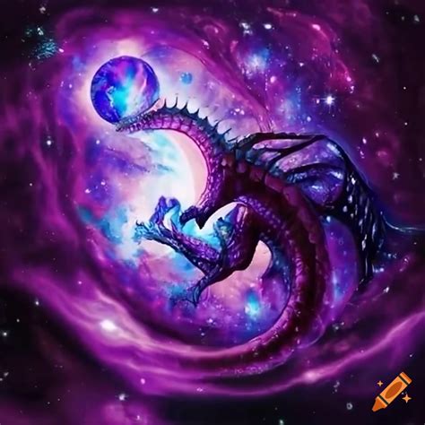 Galaxy Purple Dragon Emerging From A Wormhole On Craiyon