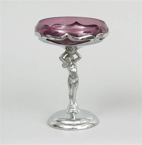 A Farber Bros Art Deco Chrome And Amethyst Glass Compote 05 16 09 Sold 132 25