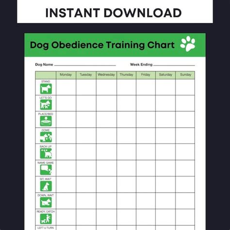 Dog Obedience Training Chart - Etsy