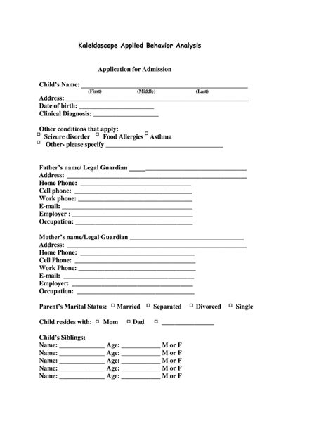 Fillable Online Kaleidoscope Applied Behavior Analysis Fax Email Print