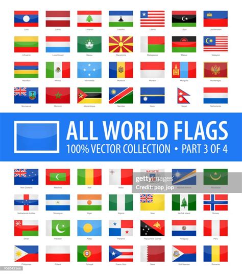 World Flags Vector Rectangle Glossy Icons Part 3 Of 4 High-Res Vector ...