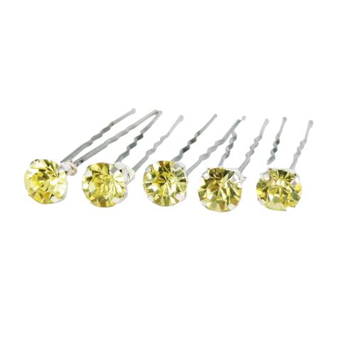 Jonquil Yellow Rhinestone Hair Pins Light Yellow Hair Jewels