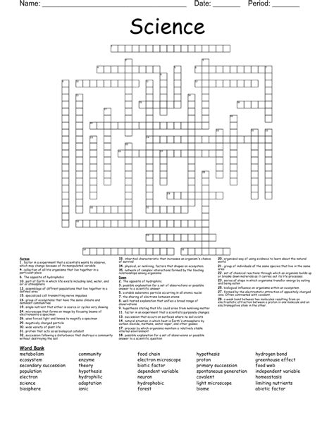 Science Crossword Puzzles