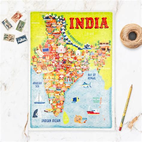 India Map Etsy