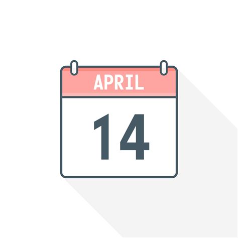 14th April Calendar Icon April 14 Calendar Date Month Icon Vector