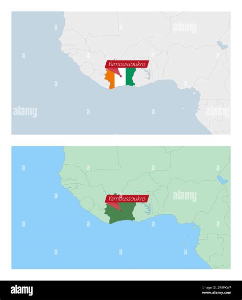 Ivory Coast Map With Pin Of Country Capital Two Types Of Ivory Coast