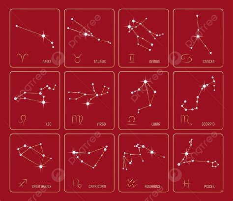 Collection Of Rhinestoneencrusted Zodiac Constellations Including All Zodiac Signs Vector