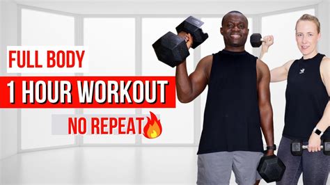 1 Hour Full Body Dumbbell Workout At Home Cardio Hiit Strength Workout No Repeats Youtube