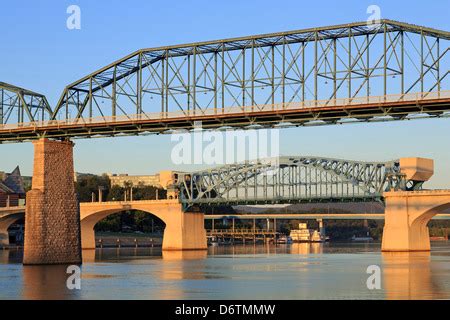 Bridge built by troops across Tennessee River at Chattanooga Stock ...