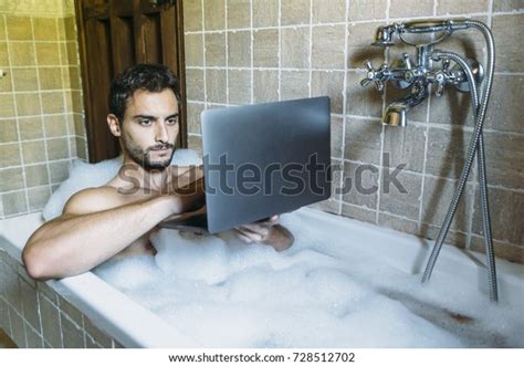 Naked Guy Bathroom Laptop Stock Photo 728512702 Shutterstock