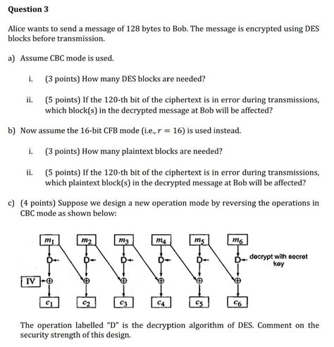 Solved Question 3 Alice Wants To Send A Message Of 128 Bytes