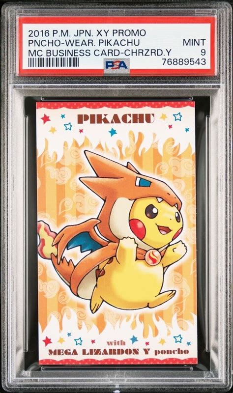 Mavin PSA 9 Poncho Pikachu Mega Charizard Business Card Japanese