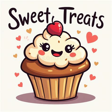 Cute Cartoon Cupcake Design For T Shirt Sweet Treats Stock
