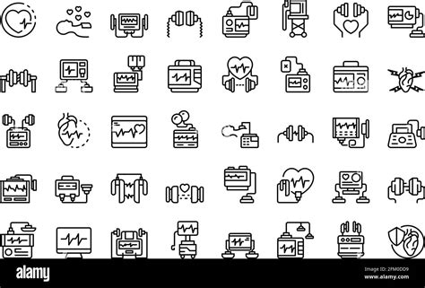 Defibrillator Icons Set Outline Set Of Defibrillator Vector Icons For Web Design Isolated On